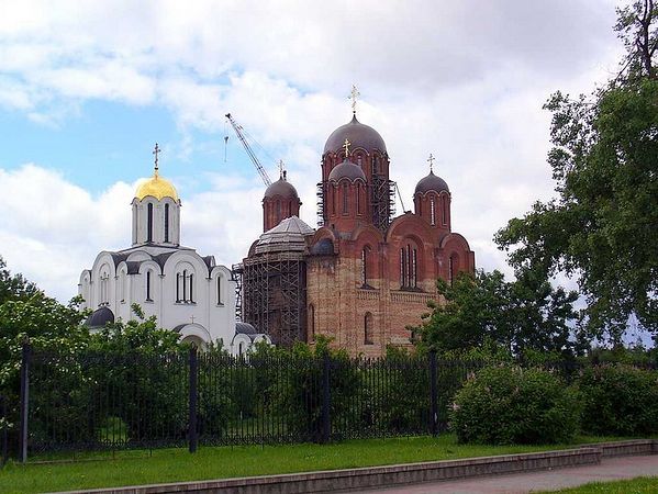 Строящийся собор и церковь